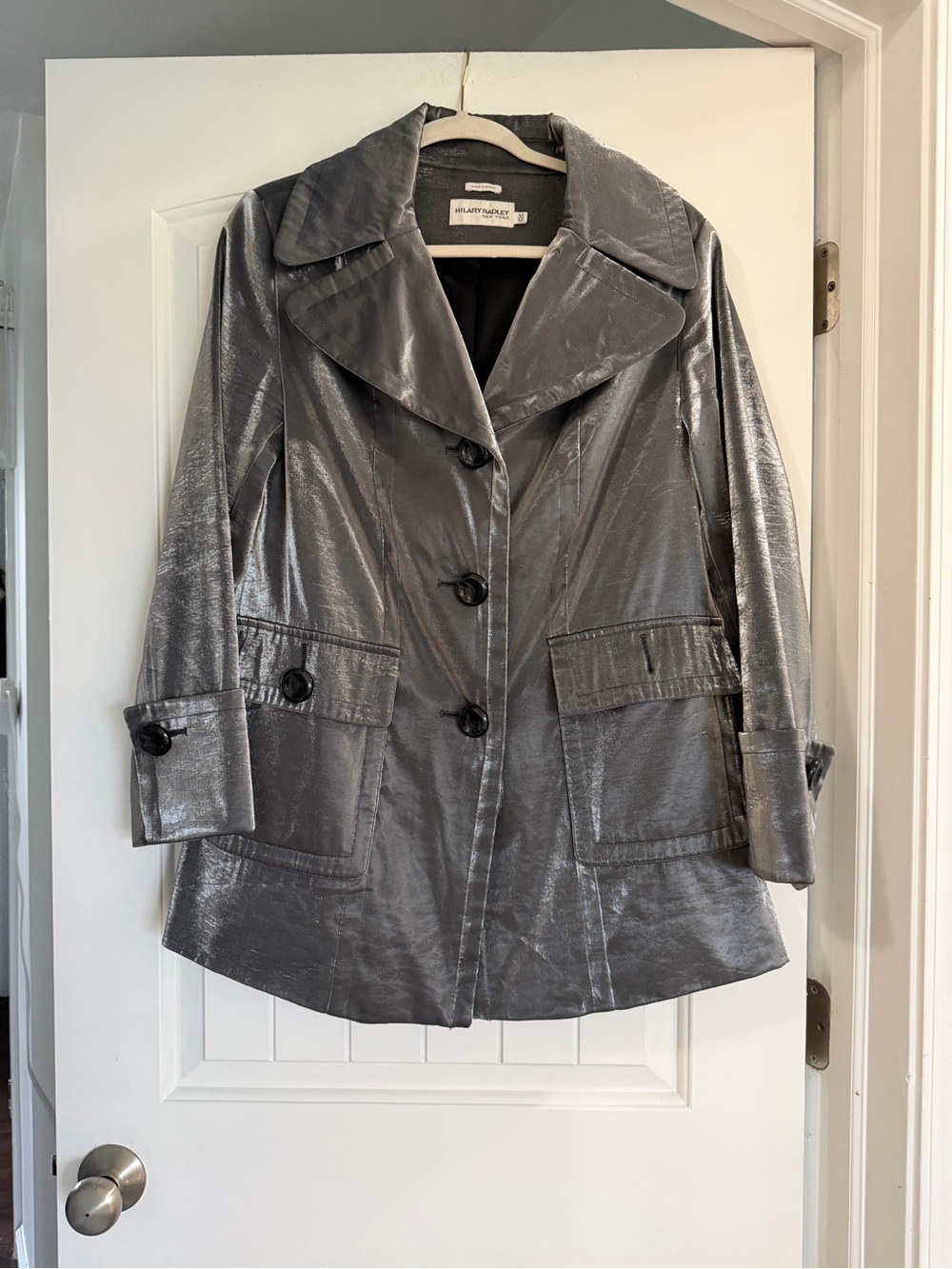 Hilary Radley Silver / Gun Metal Metallic Coat